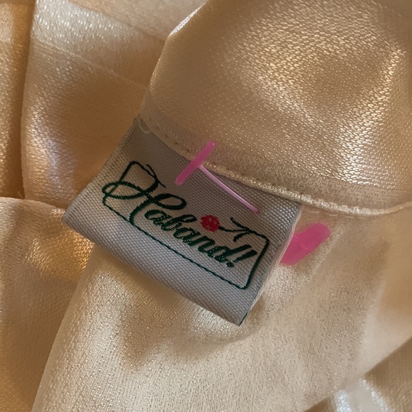 Vintage 90s Ivory White Striped Long Sleeve Collared Button Down Semi Sheer Top - Picture 16 of 16